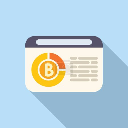 Illustration for Online bitcoin page icon flat vector. Money data. Finance gain decline - Royalty Free Image