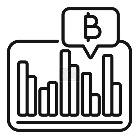 Illustration for Bitcoin money cash bar icon outline vector. Diagram gain. Payment crypto - Royalty Free Image