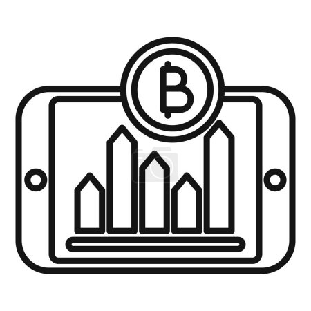 Illustration for Bitcoin graph analyst icon outline vector. Data price salary. Gain financial - Royalty Free Image