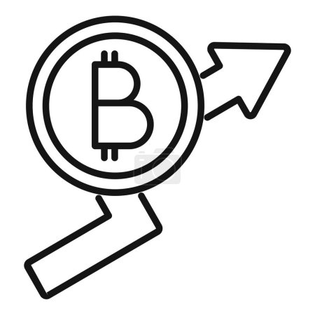 Illustration for Grow bitcoin salary icon outline vector. Gain finance. Cash coin bar diagram - Royalty Free Image
