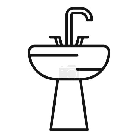 Ilustración de Mañana agua grifo lavabo icono contorno vector. Atención al tratamiento. Loción cosmética - Imagen libre de derechos