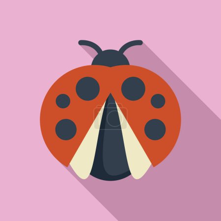 Ilustración de Niño mariquita icono vector plano. Hoja de insecto bebé. Por encima de las alas de antena - Imagen libre de derechos