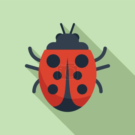 Fly ladybird icon flat vector. Sheet baby summer. Biology cute red