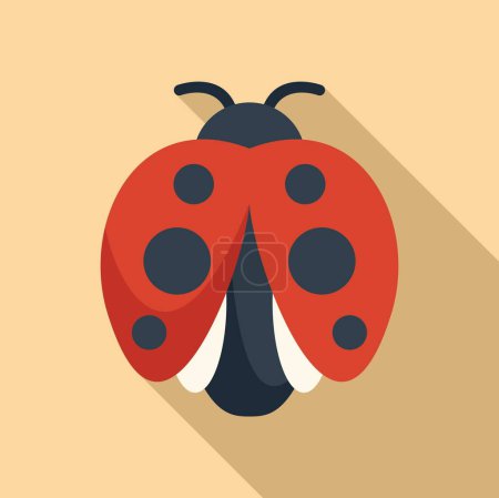 Above ladybug icon flat vector. Natural insect. Flower garden creature