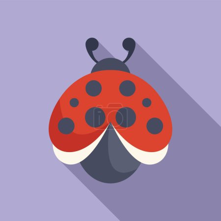 Wings ladybug icon flat vector. Nature art spring. Antenna creature