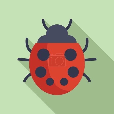 Flower ladybug icon flat vector. Adorable insect. Forest garden creature