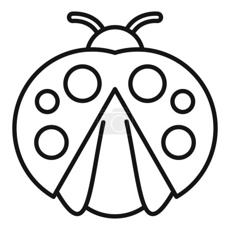 Ilustración de Mosca mariquita icono contorno vector. Hoja de verano bebé. Biología lindo rojo - Imagen libre de derechos
