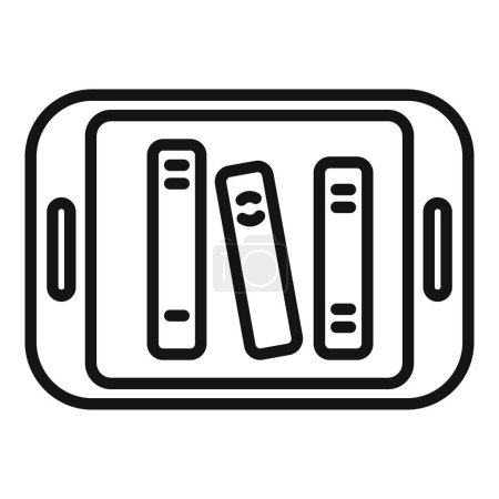 Illustration for Tablet online books icon outline vector. Read person guide. Books collection - Royalty Free Image