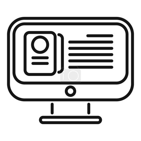 Illustration for Online book description icon outline vector. Literary works. Audio app work - Royalty Free Image