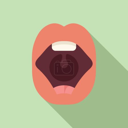 Illustration for Preschool tongue icon flat vector. Diction idiom. Oral lips learning - Royalty Free Image