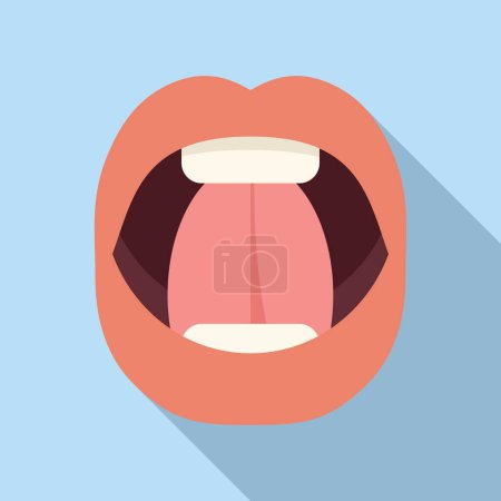 Mouth tongue exercise icon flat vector. Speech infancy. Care cavity verbal