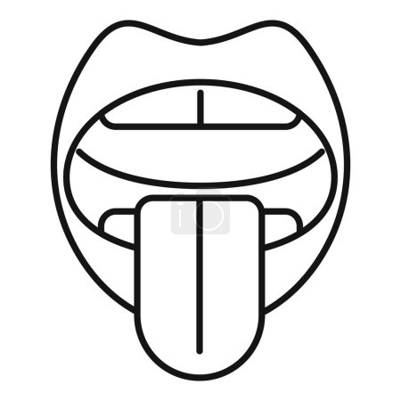 Articulación de la lengua icono contorno vector. Lingüística infantil. Cuidado de labios orales