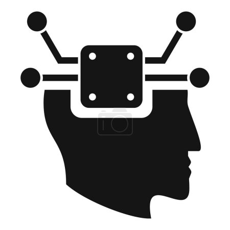 Illustration for Memory head processor icon simple vector. Lost mind. Dementia head power - Royalty Free Image