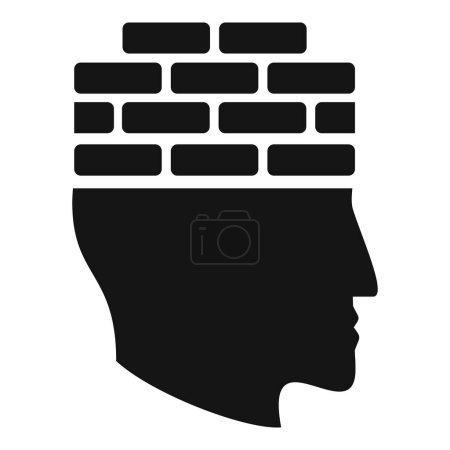 Illustration for Brick brain memory icon simple vector. Power education. Work mind - Royalty Free Image