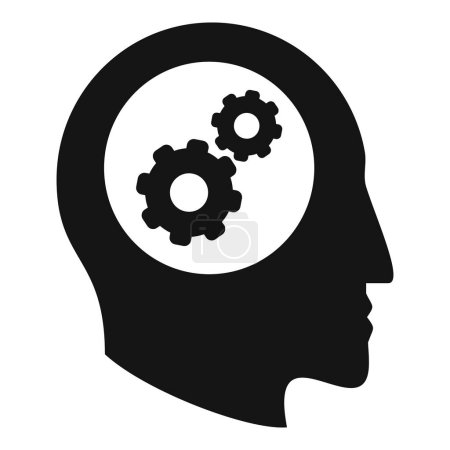 Illustration for Gear memory change icon simple vector. Mind intellect. Recall smart - Royalty Free Image