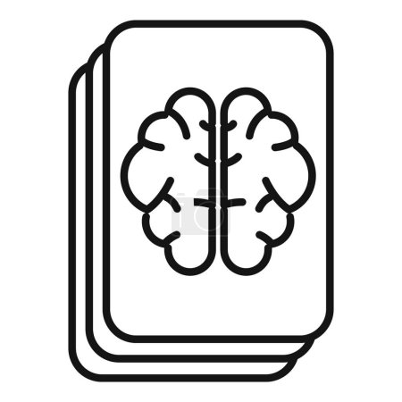 Brain memory cards icon outline vector. Work health. Ebony head lamp