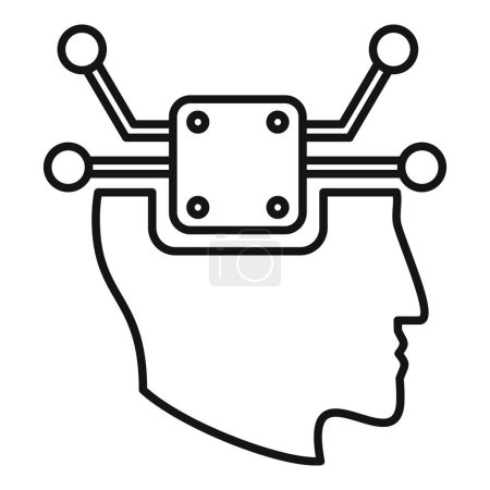 Illustration for Memory head processor icon outline vector. Lost mind. Dementia head power - Royalty Free Image