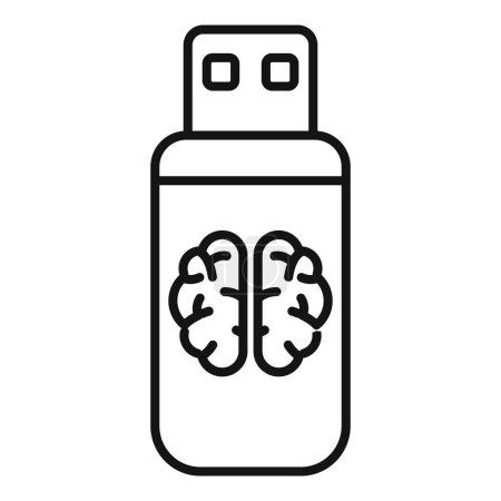 Brain power usb icon outline vector. Memory page. Power education health