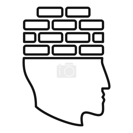 Illustration for Brick brain memory icon outline vector. Power education. Work mind - Royalty Free Image