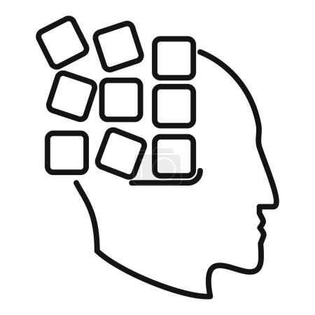 Illustration for Brain lock mind icon outline vector. Memory person. Care lost think - Royalty Free Image
