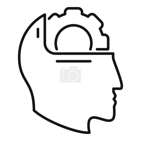 Illustration for Gear support education icon outline vector. Memory mind. Work creative - Royalty Free Image