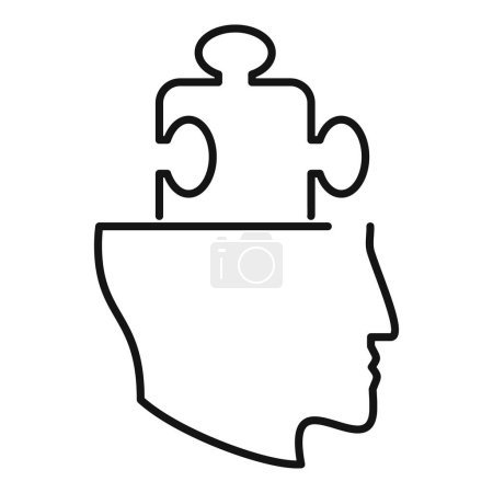 Memory puzzle think icon outline vector. Care lost creative. Solitary recall