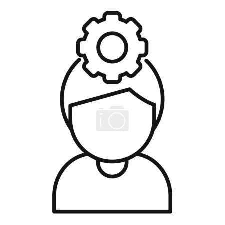 Illustration for Gear memory support icon outline vector. Education health. Ebony head - Royalty Free Image