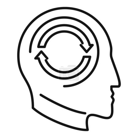 Recall memory icon outline vector. Care lost work. Health mind support