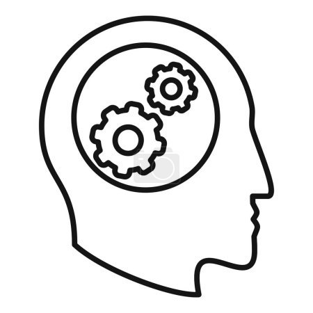 Illustration for Gear memory change icon outline vector. Mind intellect. Recall smart - Royalty Free Image
