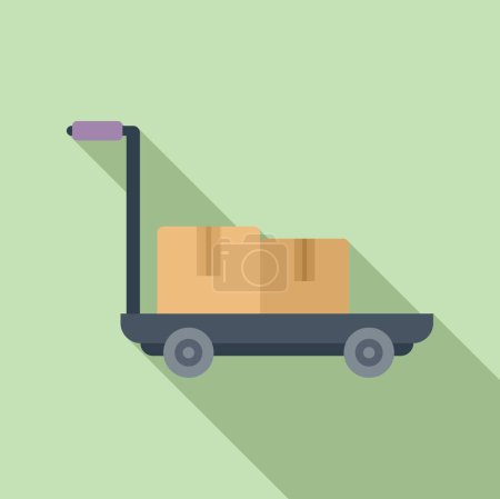 Cart parcel delivery icon flat vector. Courier ship. Express import