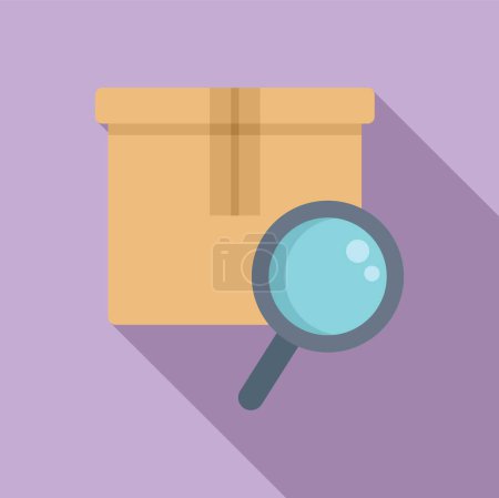 Search parcel tracking icon flat vector. Order service. Ship express truck