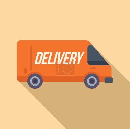 Van car delivery icon flat vector. City express service. Distribution shipment