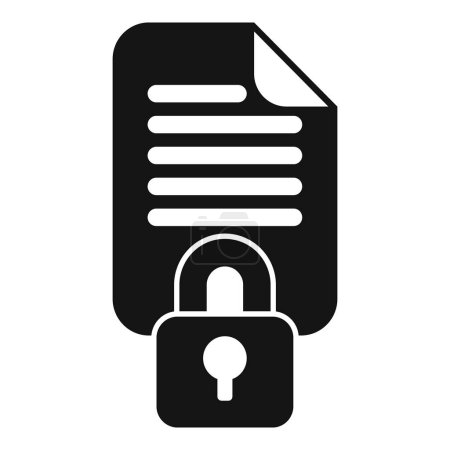 Illustration for Secured locked document icon simple vector. Illegal protection. Alarm crime - Royalty Free Image