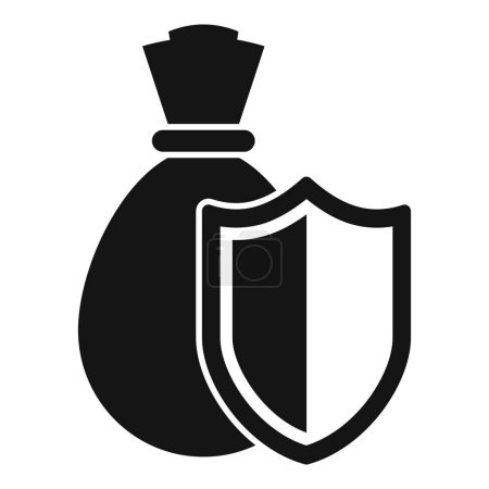 Secured money bag icon simple vector. Acceso al software. Detener el robo ilegal