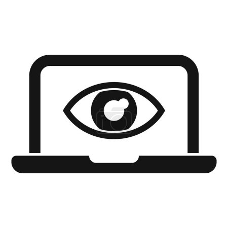 Illustration for Secured guard eye laptop icon simple vector. Stop theft. Prevent robbery - Royalty Free Image