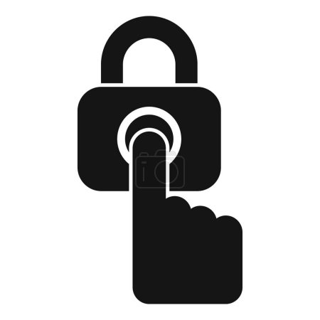 Fingerprint padlock icon simple vector. Secure robbery. Car digital protection
