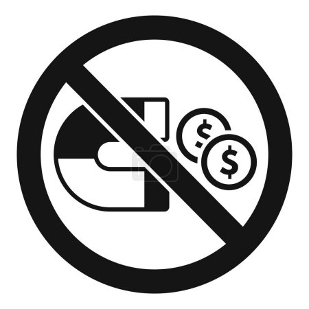 No money magnet icon simple vector. Stop theft attack. Cyber software crime