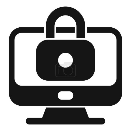 Ilustración de Bloquear icono seguro en línea simple vector. Software de hackers. Protección de seguros - Imagen libre de derechos
