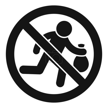 Illustration for Stop robbery run icon simple vector. Secure crime. Illegal theft hand - Royalty Free Image