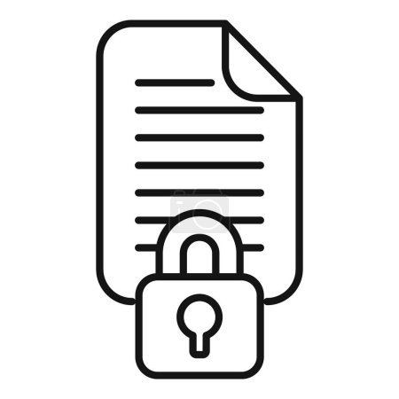 Secured locked document icon outline vector. Illegal protection. Alarm crime