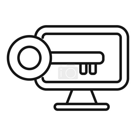 Locked monitor hacker icon outline vector. Robbery secure vigilant. Law protection