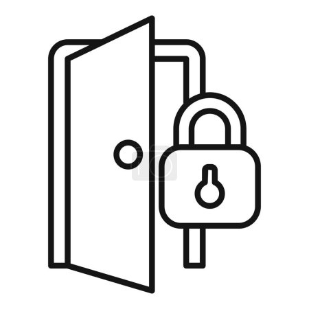 Ilustración de Puerta de bloqueo detener el robo icono contorno vector. Seguridad de alarmas. Seguro de protección - Imagen libre de derechos