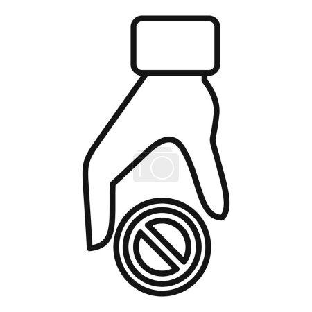 Illustration for Hand stop theft icon outline vector. Secure robbery. Gesture illegal malware - Royalty Free Image