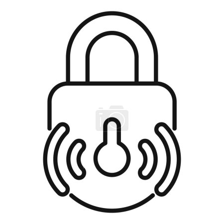 Illustration for Wireless lock padlock icon outline vector. Stop theft. Robbery secure - Royalty Free Image