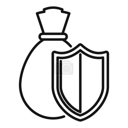 Ilustración de Secured money bag icon outline vector. Acceso al software. Detener el robo ilegal - Imagen libre de derechos