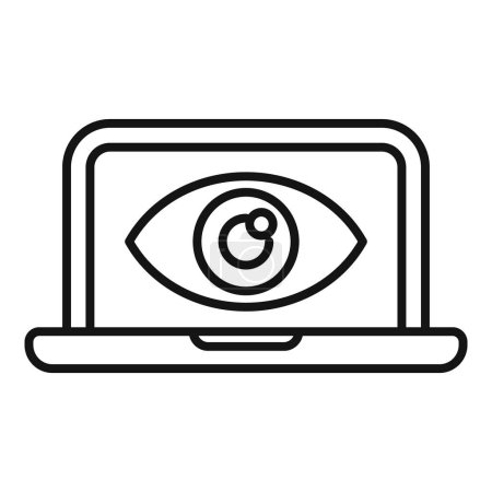 Illustration for Secured guard eye laptop icon outline vector. Stop theft. Prevent robbery - Royalty Free Image