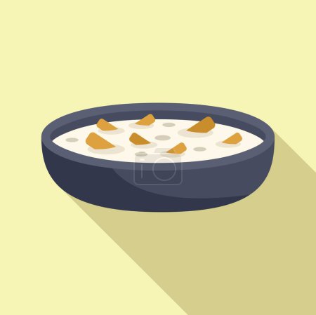 Crema sopa icono de la comida vector plano. Plato. Cena de cocina almuerzo