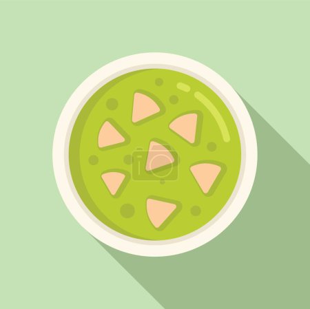 Vegetal crema caliente icono de la sopa plana vector. Cuchara para comer. Servicio de cocina