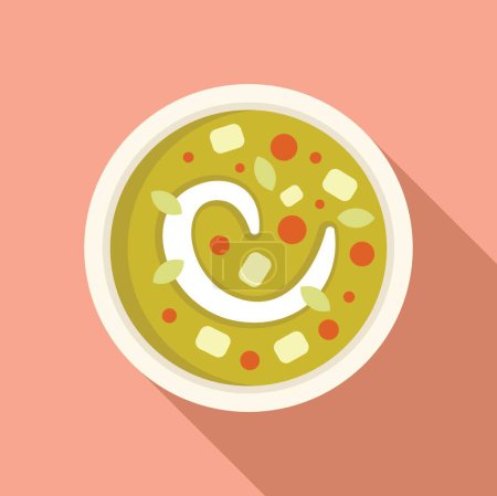 Culinary new cream soup icon flat vector. Cuisine lunch. Food cooking