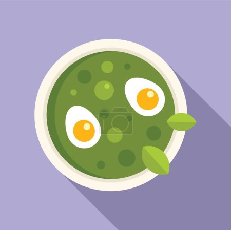 Boiled egg cream soup icon flat vector. Cooking gastronomy. Potage culinary